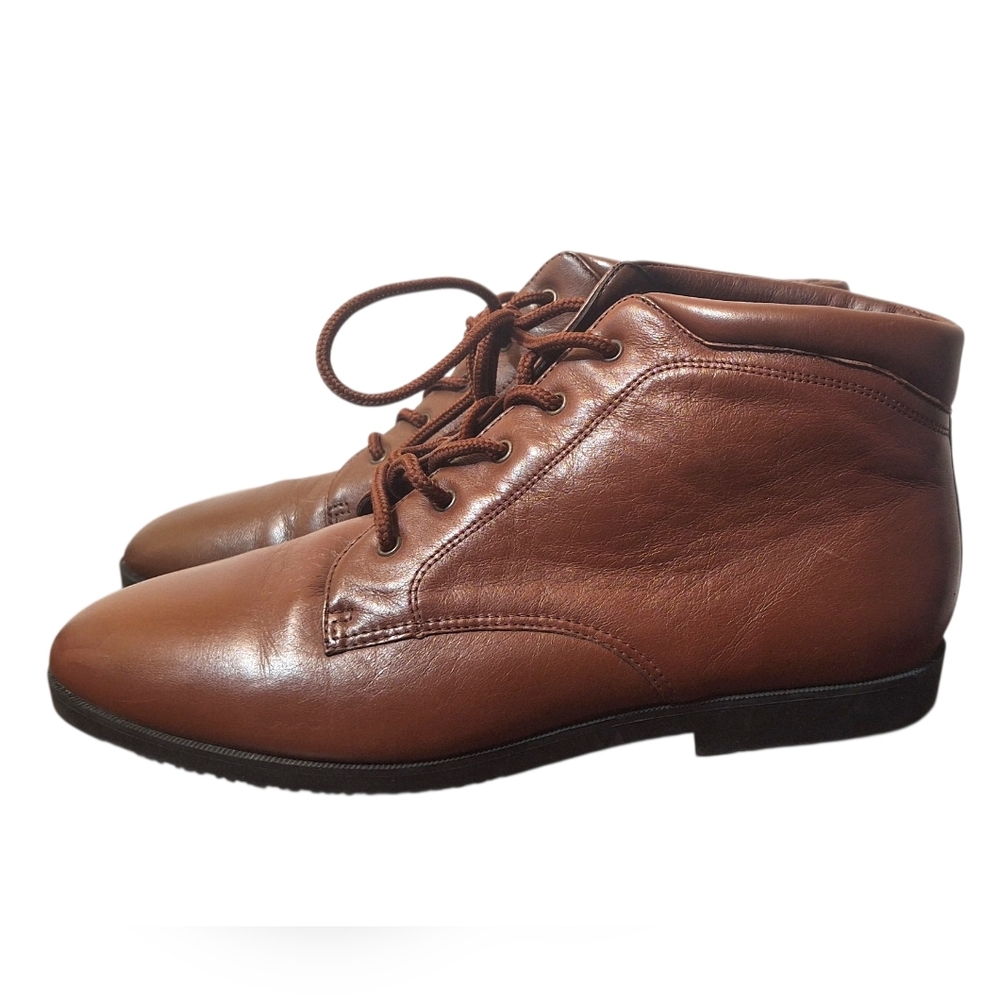 Danexx Brown Leather Ankle Lace Up Women's Boots Size 7M - Picture 2 of 7